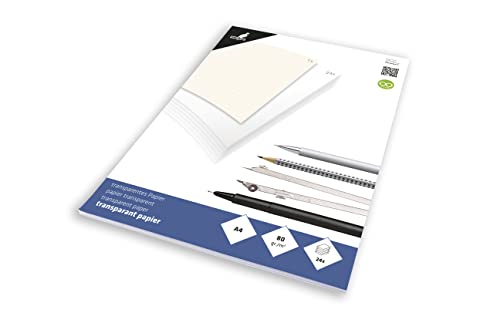 Kangaro Papel transparente para dibujo técnico/papel cuadriculado DIN A3, 24 páginas, 80 g/m², con 1 hoja de rejilla naranja de 1/5/10 mm, K-770300