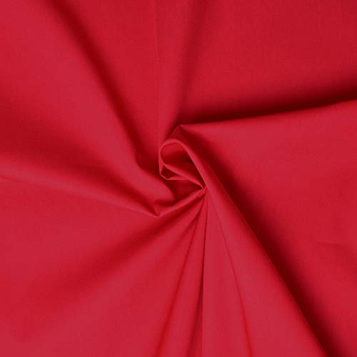 Tejido de popelín 100% algodón - Disponible en más de 20 colores - Se vende por piezas - Telas para manualidades (1m x 1m46, Rojo)