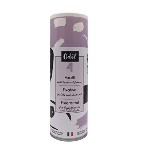 Odif - Fijativo en spray - Fija los pigmentos de los pasteles secos, lápices y fusains - Transparente - Fabricado en Francia - Spray de 400 ml