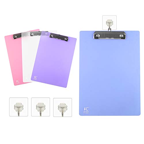 Portapapeles plástico ZERHOK 4pcs Tablilla oficina Carpeta hospital de plástico y multicolor para pinzar y guardar archivos importantes en fábrica y hospiral o mostrar calendario en casa y escuela