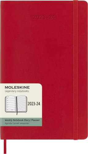 Moleskine Weekly Planner 2023-2024, Agenda 18 Meses, Agenda Académica, Agenda Semanal de Tapa Suave, Tamaño Grande 13 x 21 cm, Color Rojo Escarlata