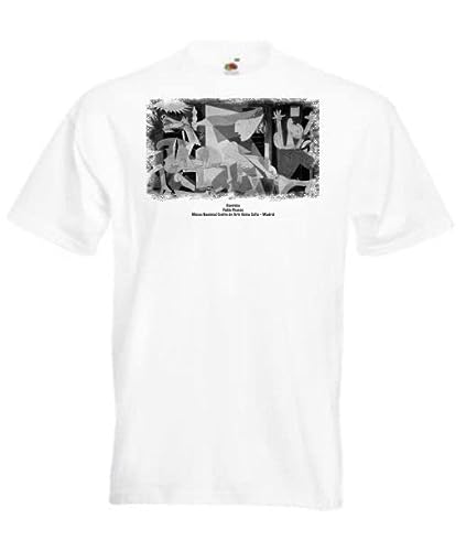 Melanated Camiseta Girocollo Manica Corta WT0026 Art-Shirt Pablo Picasso Guernica, Negro, 42