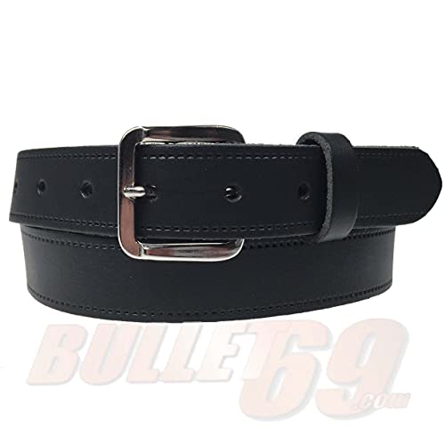 Cinturón de piel para hombre y mujer, 30 mm, con hebilla plateada, cinturón casual de 1.25 pulgadas de ancho, fabricado en Inglaterra, Negro, XXL 112/122 cm