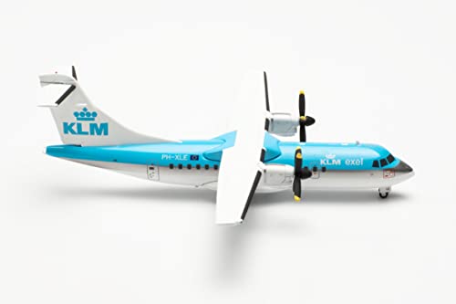 Herpa Modelo de avión KLM Exel ATR-42-300 PH-XLE Escala 1:200 - Modelo de avión para Diorama, modelismo, Pieza de coleccionista, decoración, avión sin Soporte de Metal