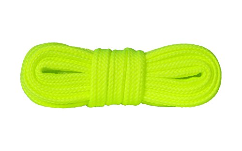 Kaps Cordones de Zapatillas de Deporte, cordones de calzado duraderos de calidad para calzado casual, fabricados en Europa, 1 par (120 cm - 47 inch - 7 a 9 pares de ojales/lemon fluorescent)