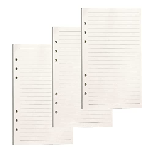 PALUDO 135 Hojas Papel de Recambio A6 con 6 Anillas, Hojas de Recambio Papel de Lineas para Cuadernos Diarios Inserción de Planificador Calendario Filofax Bullet