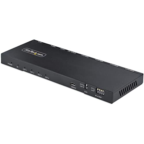 StarTech.com Splitter Divisor HDMI de 4 Puertos, Vídeo HDMI 2.0 de 4K a 60Hz, Multiplicador HDMI 4K con Escalador Incorporado, HDMI de 1 Entrada y 4 Salidas, Audio 3,5 mm (HDMI-SPLITTER-44K60S)