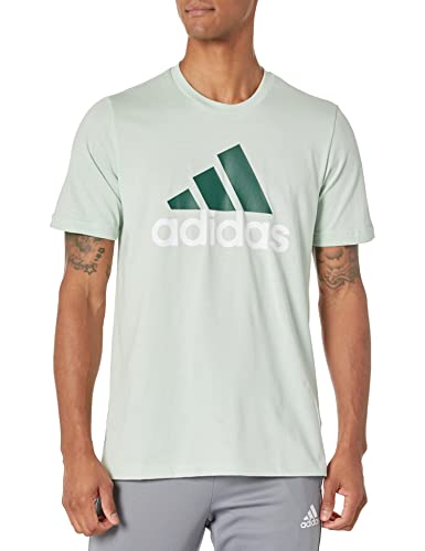 adidas Camiseta básica Badge of Sport para hombre, Verde lino/Óxido verde, Medium