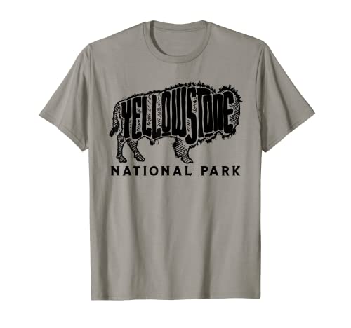 Yellowstone Sketched Bisonte Lettering & Tipografía Minimalista Camiseta