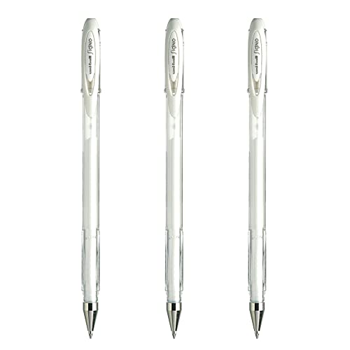 Uni-Ball Mitsubishi Pencil – 3 bolígrafos de tinta gel Signo blanco – Punta 0,7 mm – Escritura mediana – Roller Fantasía para Ocio Creativo y Carterie