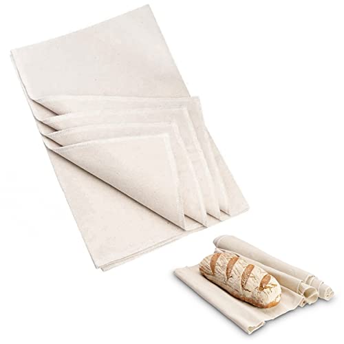 FINDIR Paño Panadero Lino para Hacer Baguettes y Panes, Tela Panadero, Tela de Lino para Masa Pan, Fermentación de Pan Tela Lino para Rápida Fermentación de la Masa 77x45cm