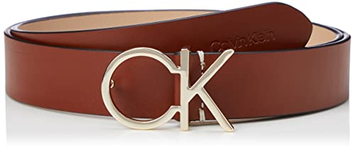Calvin Klein Re-Lock CK Logo Belt 30mm Cinturn, Cognac, 120 cm para Mujer