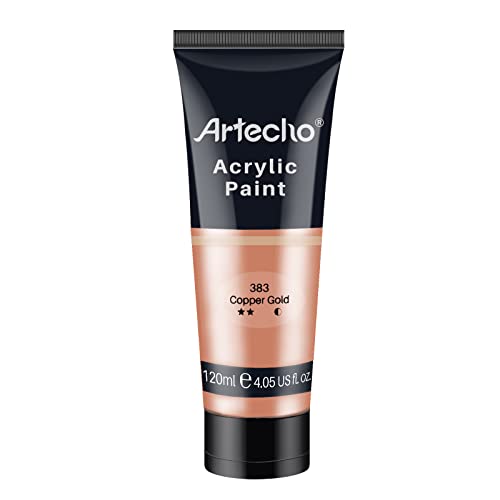 Artecho Pinturas Acrilicas 120ml Dorado Bronce, Impermeable y resistente a la luz, para Lienzos, Tela, Madera, Cristal, Piedras.