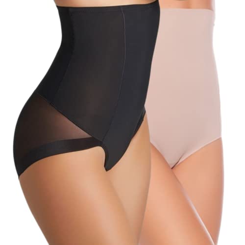 Valko Fajas Reductoras Mujer - Body Reductor Mujer - Shapewear Mujer - Fajas Reductoras Mujer Abdomen - Fajas Colombianas - Faja Reductora Mujer - Body Moldeador Reductor – Pack 2 (L, Mixto Nude)