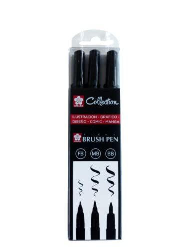 SAKURA PIGMA BRUSH PEN SET 3 MARKERS FB-MB-BB