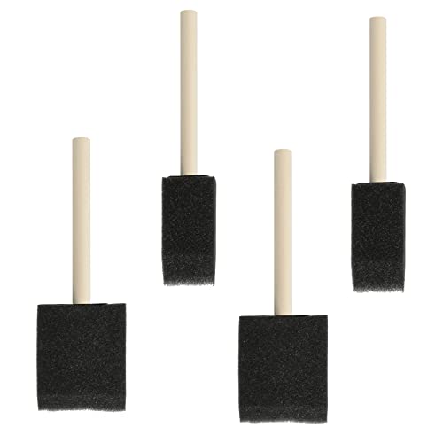 Pinceles de Espuma de Esponja 4 Piezas Mango de Madera Cepillo de Esponja,Pintar Herramienta de Esponja Pincel de Espuma,para Pintura,Manchas,Acrílicos,Manualidades (Negro) (Estilo-2)