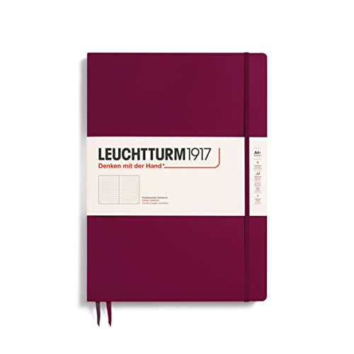 LEUCHTTURM1917 359787 Master Slim (A4+) - Cuaderno de notas (tapa dura, 123 páginas numeradas), color rojo
