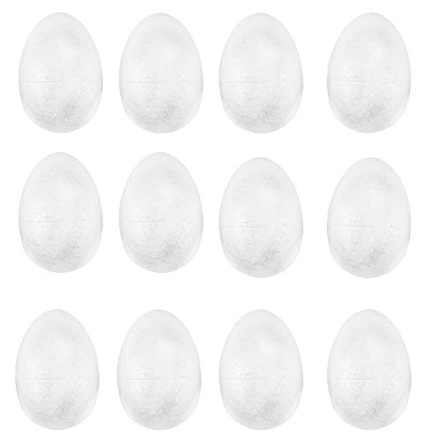 TRIXES Paquete de 12 Huevos de Pascua en Espuma de Poliestireno para Decorar - Ideal para Manualidades de Actividades como Artesanía de Lentejuelas, Decoupage o Pintura