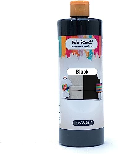 FabriCoat - Pintura para tela, utilizada para restaurar o cambiar el color de tapicería, muebles suaves, interiores de automóviles, ropa y calzado. (500 ml, negro)
