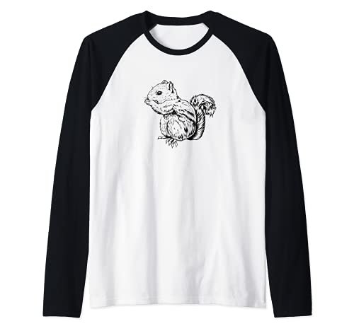 Dibujo de una ardilla Camiseta Manga Raglan