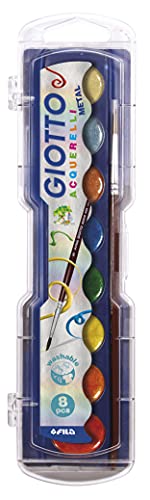 Giotto 601994 - Pack de 8 acuarelas metálicos, Multicolor