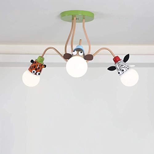 Lámpara de techo de la habitación de los niños habitación de los niños moderna lámpara de instalación de dormitorio de niño niña lámpara de techo de diseño animal de dibujos animados creativos (3T)