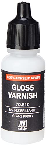 Vallejo Gloss Varnish Barniz Acrílico Brillante a Base de Agua , Incolor, 17 ml