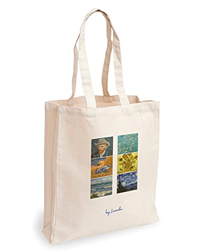 Loxato Borsa Shopper Donna - Tote Bag Tela - Shop Art Borsa - Shopper Borsa - Borsa Tela Donna - Borse di Cotone 35x42cm Extra Largo 8cm - Shopper in Tela - Borsa Canvas - Tote Bag Van Gogh