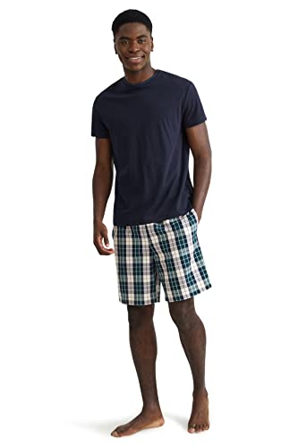 C&A Juego de pantalones cortos para hombre, 2 unidades, corte regular, color liso, algodón a cuadros, azul oscuro, M
