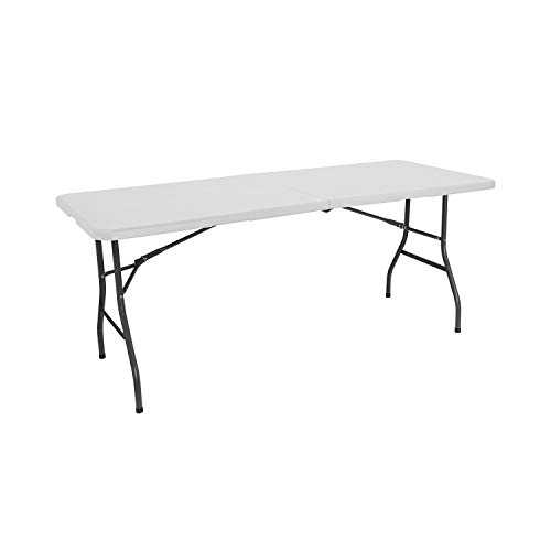 Orion91 Mesa Catering Plegable Portátil Rectangular 180 cm Mesa Multiusos: Camping, Eventos en Espacios Exteriores o Interiores | Mesa Resina y Patas Acero | 4-6 Personas y Carga de 150kg