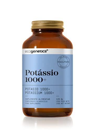 Ecogenetics Potasio 1000+ | Potasio en Pastillas, 120 Cápsulas | Suplemento Alimenticio de Fosfato Dipotásico | Fósforo y Potasio | Complemento de Vitaminas y Minerales