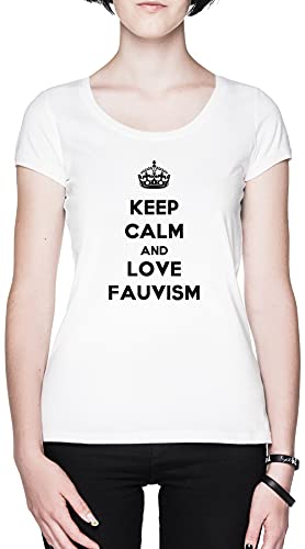 Keep Calm and Love Fauvism Blanca Mujer Camiseta Tamaño 3XL White Women's tee Size 3XL