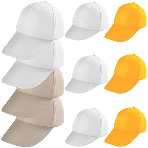 saijer Gorras De Béisbol Niños,10 Piezas Gorra De Pintura Pintada De DIY Sombrero De Béisbol Creativos Sombreros Casual Playa Sol Visor Sombreros Blanco Beige para Adultos Niños Niñas Aire Libre