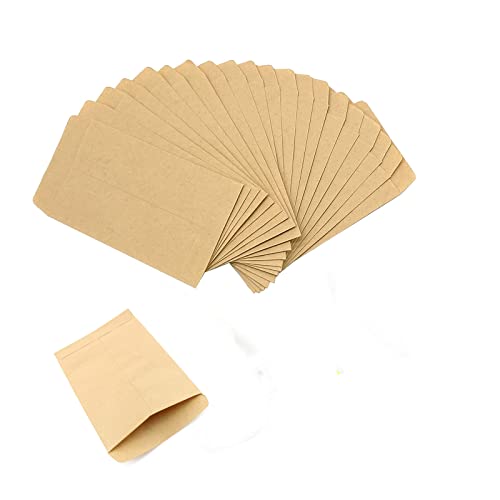 Sobres de semillas, 100 bolsas de semillas, mini marrón para perlas, monedas, joyas, sellos, notas de semillas (6 x 10 cm) mini bolsas de papel kraft