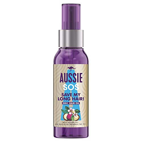 Aussie SOS Save My Lengths! Aceite Para Pelo 3 En 1 | Con Aceites De Aguacate Y Nuez De Macadamia Australianos | Desenreda, Desencrespa Y Arregla Las Puntas Abiertas |, 100ml