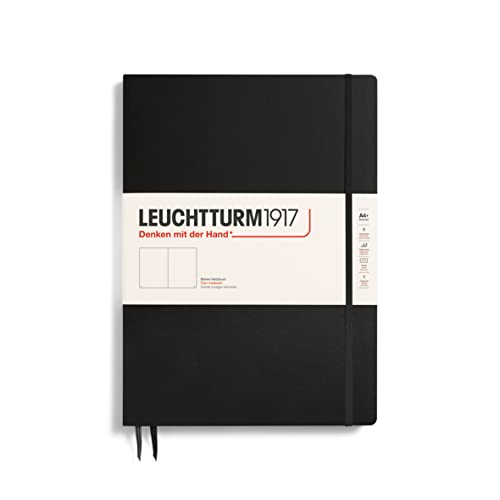 Leuchtturm1917 Master Slim - Cuaderno fino (A4, de puntos), en blanco, 121 paginas, Negro (Black)