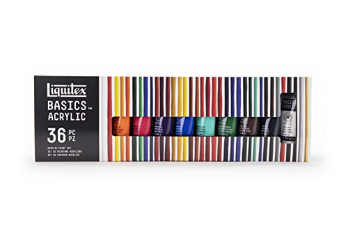 Liquitex BASICS, Set de pintura acrílica Basics 36 tubos de 22 ml, colores surtidos