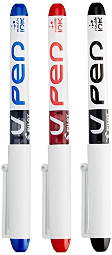 Pilot Vpen - Pluma estilográfica desechable (3 unidades), color negro, azul y rojo