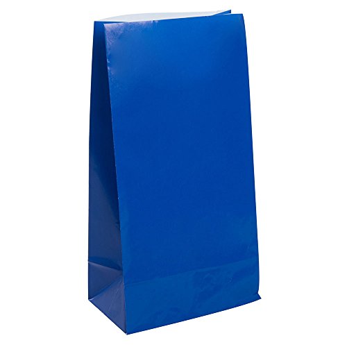 Unique-Paquete de 12 bolsas de regalo de papel, color azul rey, (59004)