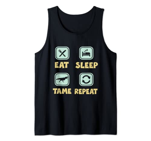 Eat Sleep Tame Repeat Funny Dino Dinosaur Camiseta sin Mangas