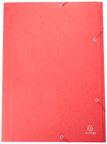 Exacompta, 59503E, Carpeta con goma, A3 (32 x 44 cm), Cartulina lustrada, Rojo