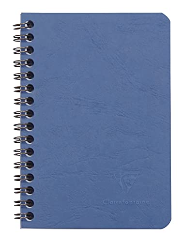 Clairefontaine 785964C Un Carnet à Spirale Bleu - 9x14 cm 50 Pages Lignées Papier Clairefontaine Blanc 90 g - Couverture Carte Lustrée Grain Cuir - Collection Age Bag, lot de 5