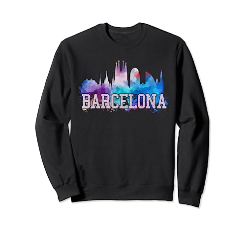 Camiseta Barcelona – Skyline Acuarela Arte Recuerdo Regalo Sudadera