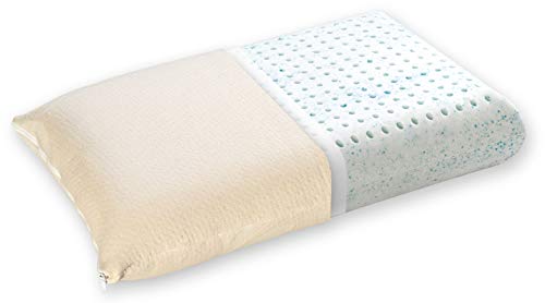 PRIMO Line Almohada Gel Classic Látex 100% Altura 14 cm Funda con Cremallera sin Costura de Algodón 100% Extraíble Lavable (40 x 70 x 14 cm)