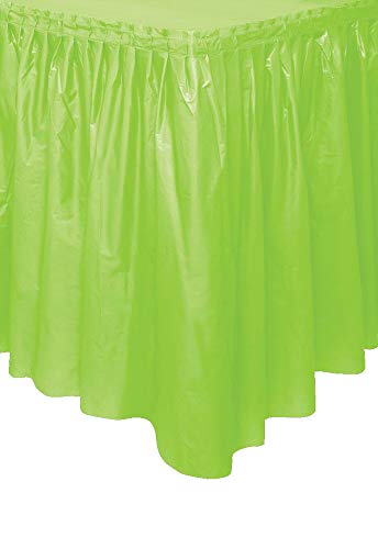 Unique- Falda de mesa de plástico, Color verde lima, 420 cm (50059)