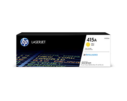 HP 415A W2032A, Amarillo, Cartucho Tóner Original, de 2.100 páginas, para impresoras HP Color LaserJet Pro M454dw, M454dn, MFP M479fdw, MFP M479dw, MFP M479fdn y MFP M479fnw