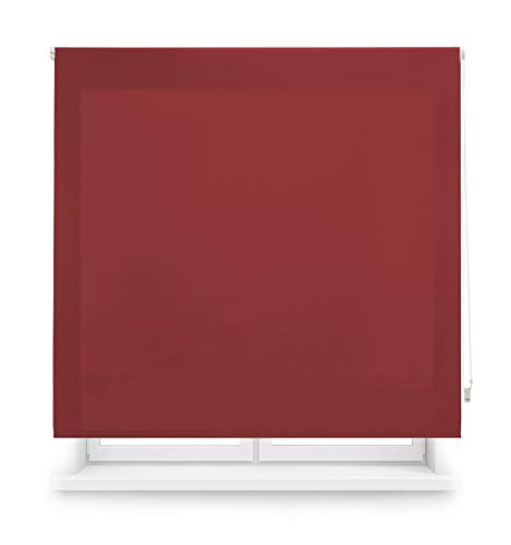 Blindecor Ara | Estor enrollable translúcido liso - Rojo burdeos, 140 x 250 cm (ancho por alto) | Tamaño de la Tela 137 x 245 cm | Estores para ventanas
