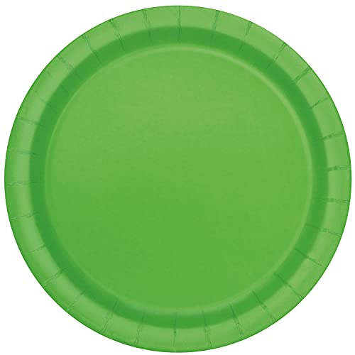 Unique- Platos de Papel Ecológicos-23 cm Verde Lima-Paquete de 16, Color lime green (31433EU)