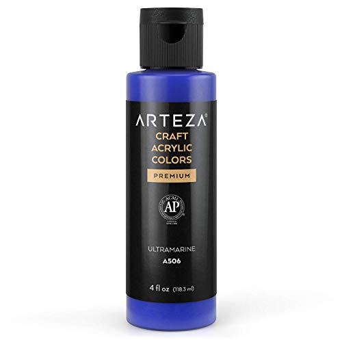 ARTEZA pintura acrílica para manualidades, Azul Ultramarino A506, bote 118 ml, a base de agua, mezclable, pintura acrilíca mate para arte, para cristal, madera, cerámica, tela,papel y lienzo