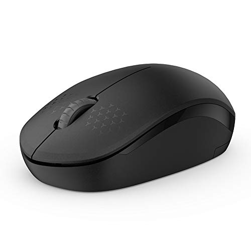 ASHATA Ratón inalámbrico I210, Mouse de Escritorio para computadora portátil 2.4G 3Key Mouse, Mouse de Ahorro de energía 3D 1600 dpi, Distancia de transmisión inalámbrica de 20M(Negro)